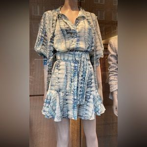 Alexis blue zayd melted printed georgette mini dress NEW W TAGS